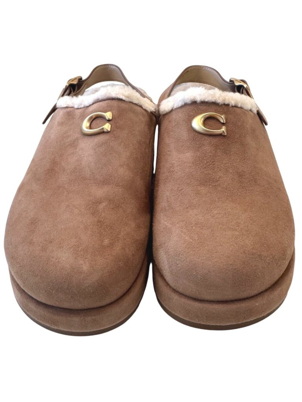 Coach Sculpted C Platform Clog Size 8 Coconut Sherpa Lined EUC Shoes - Picture 12 of 13